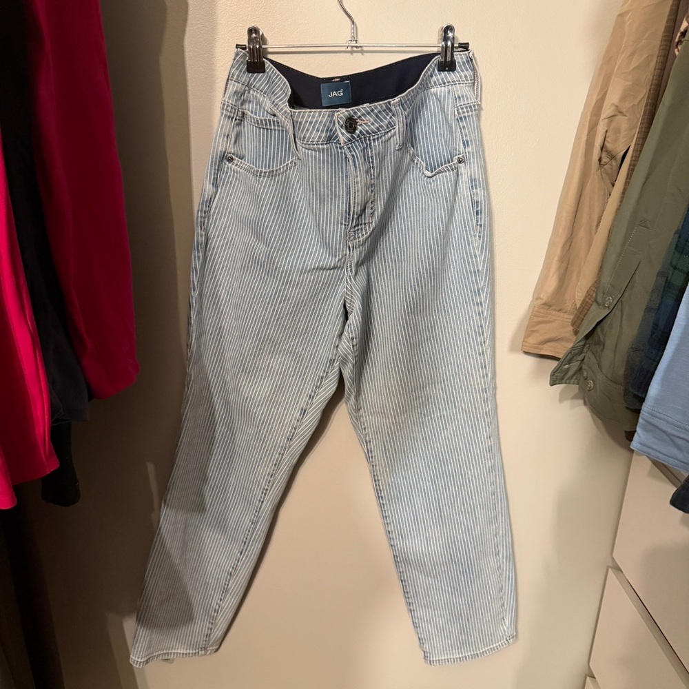 Jag Jeans Light Blue Striped Straight Leg Jeans